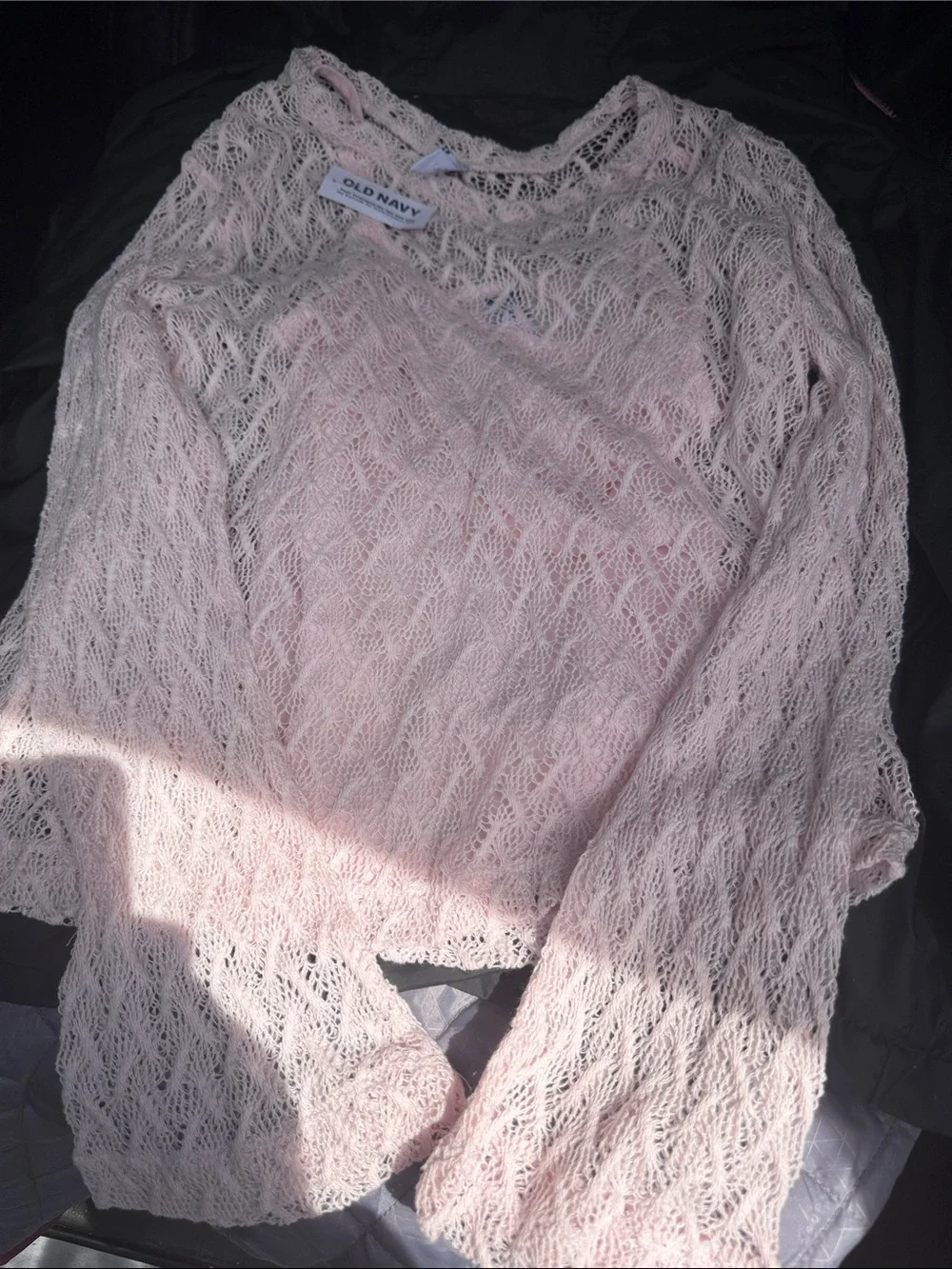 Old Navy Pale Pink Open-Knit Girls' Sweater Top